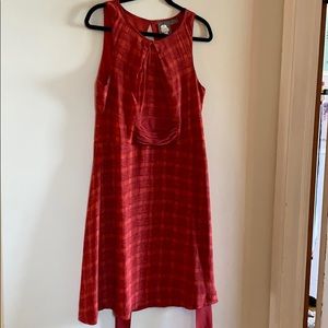 Anthropologie Red Silk Party Dress